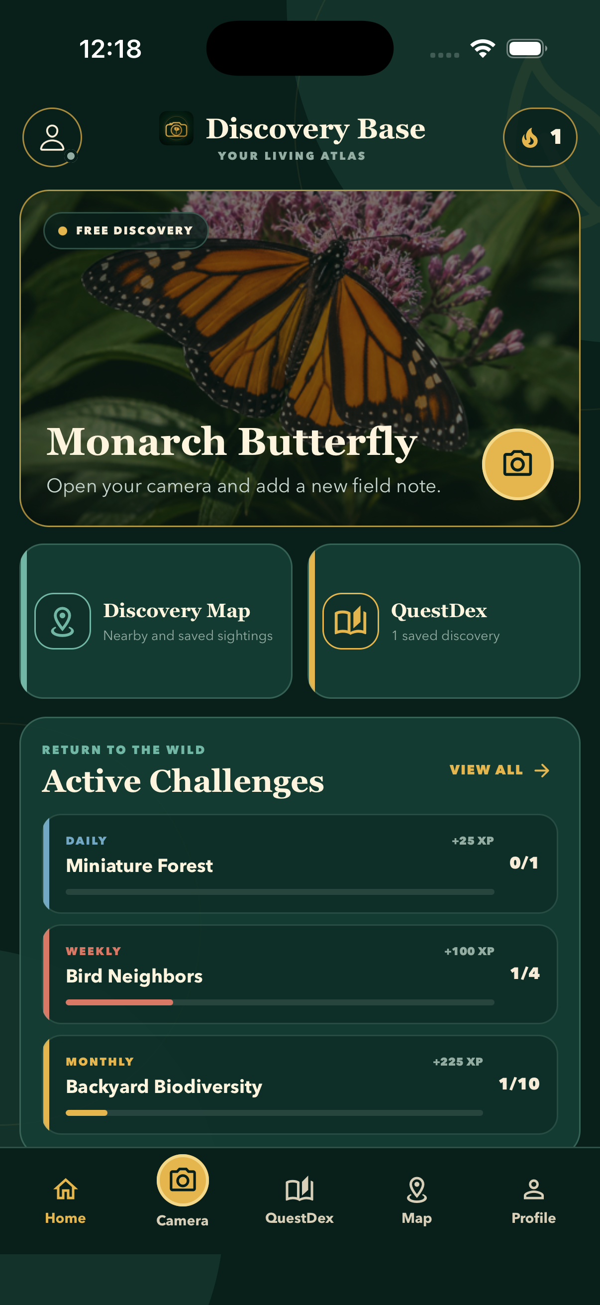CaptureQuest Discovery Base with Free Discovery and active challenges